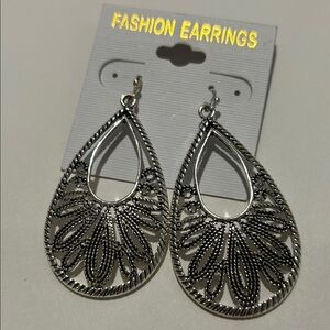 Intricate Silver Teardrop Earrings